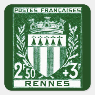 Sticker Carré Armoiries vintages de Rennes, France