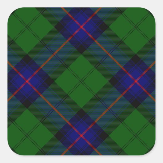 Sticker Carré Armstrong clan tartan bleu vert plaid (Devant)