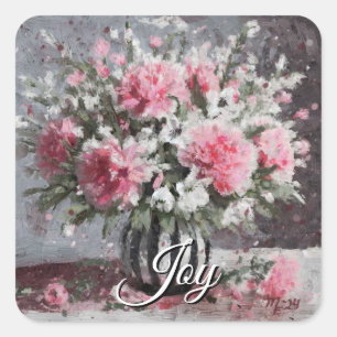 Sticker Carré Arrangement de fleurs Fleurs de carnation rose dan