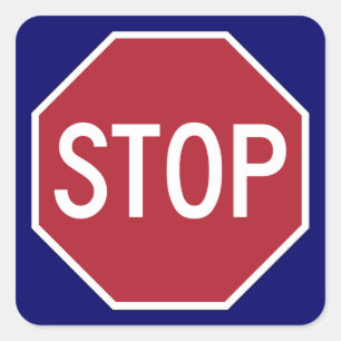 Sticker Carré Arrêter le signe en bleu
