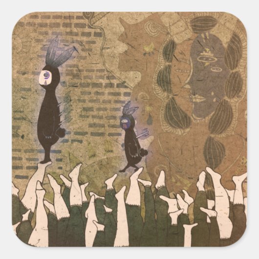 Sticker Carré Arrêter les pas 2012 (Devant)