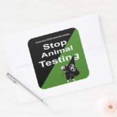 Sticker Carré Arrêter les tests sur les animaux (Enveloppe)