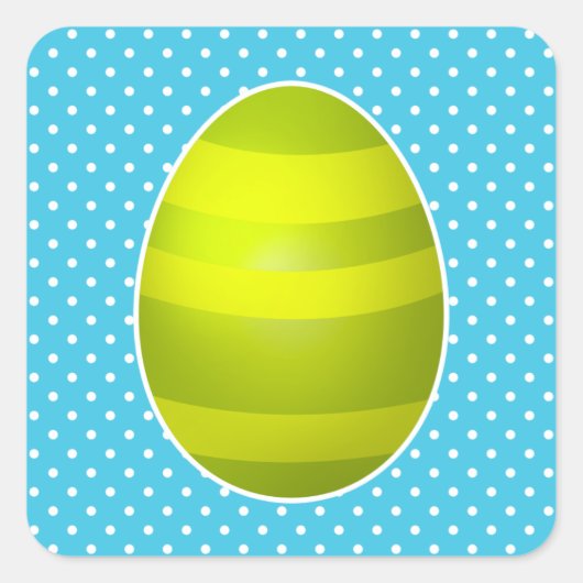 Sticker Carré Arrière - plan bleu de point de polka d'oeufs (Devant)