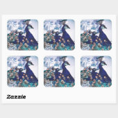 Sticker Carré Arrière - plan floral avec Peacocks (Feuille)