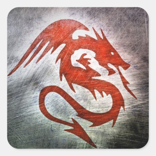 Sticker Carré Arrière - plan noir de dragon rouge (Devant)