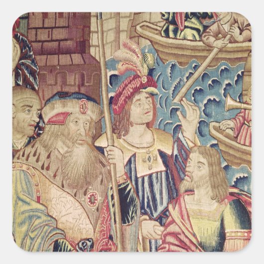 Sticker Carré Arrivée de Vasco da Gama à Calicut (Devant)