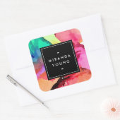Sticker Carré Art abstrait aquarelle en couleurs vives (Enveloppe)