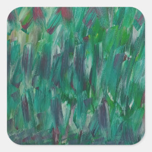 Sticker Carré Art Abstrait Coloré Vert Rouge Blanc Caché