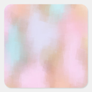 Sticker Carré Art Abstrait Couleurs Pastel Rouge Jaune Orange Bl