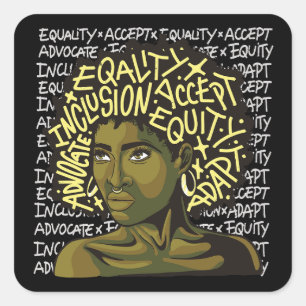 Sticker Carré Art africain puissant sur l'équité et l'inclusion