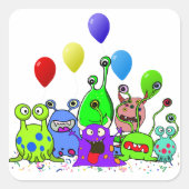 Sticker Carré Art Alien * Fête avec Aliens (Devant)