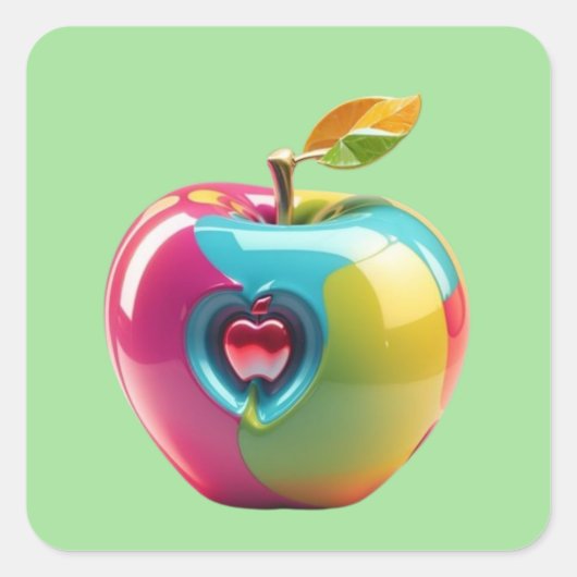 Sticker Carré Art Apple vibrant (Devant)