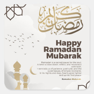 Sticker Carré Art de calligraphie dorée Ramadan Mubarak