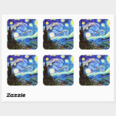 Sticker Carré Art de nuit Van Gogh Starry (Feuille)