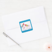 Sticker Carré Art de peinture à l'aquarelle Red Rosella Parrot (Enveloppe)