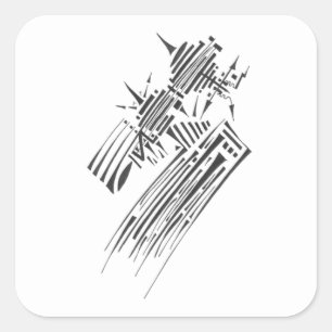 Sticker Carré Art de tatouage tribal abstrait noir et blanc Flas