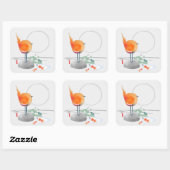 Sticker Carré ART DE ZEN Aquarelle oiseau (Feuille)