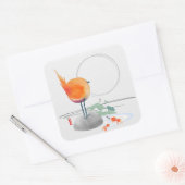 Sticker Carré ART DE ZEN Aquarelle oiseau (Enveloppe)