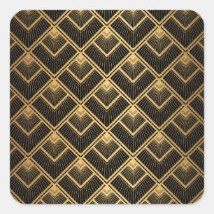 Sticker Carré Art Déco Black Gold : Géométrique