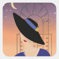 Art Déco des années 1930 Femme en Casquette avec C