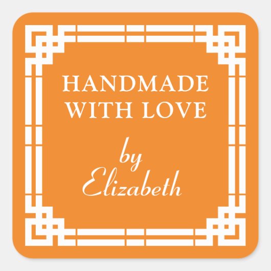 Sticker Carré Art Déco Fait À La Main Avec Amour (Devant)