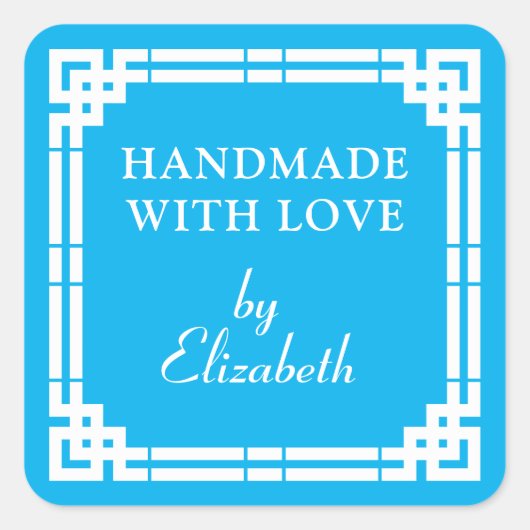 Sticker Carré Art Déco Fait À La Main Avec Amour (Devant)