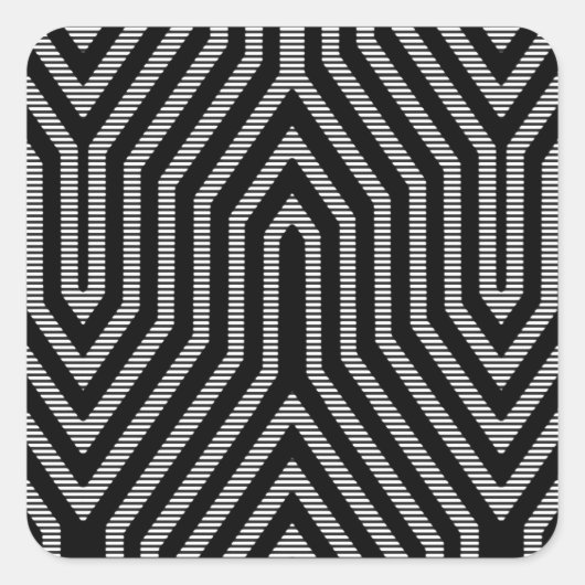 Sticker Carré Art Déco géométrique - noir et blanc (Devant)
