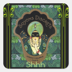 Sticker Carré Art déco masqué femme vintage