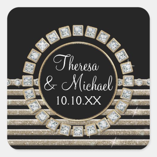 Sticker Carré Art Déco Moderne Horizontale Parties scintillant e (Devant)