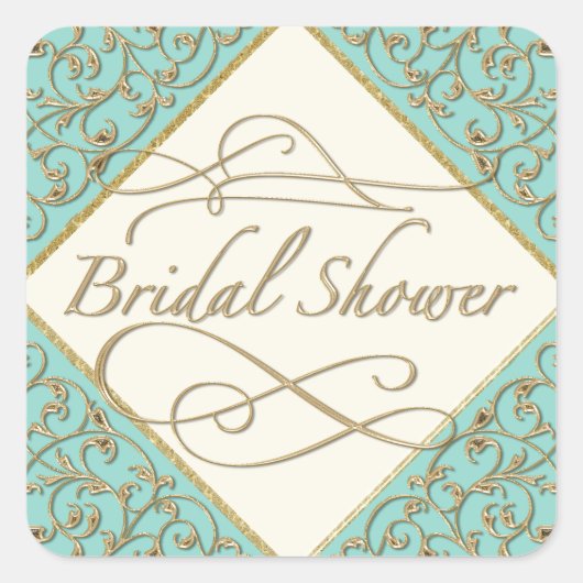 Sticker Carré Art Déco Nouveau Dentelle Damas Golden Calligraphi (Devant)