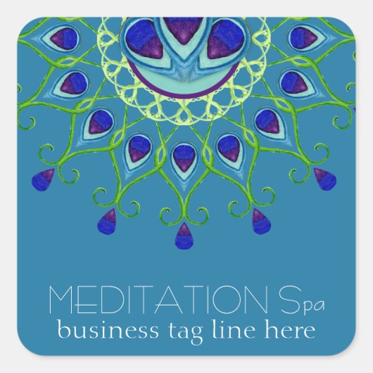 Sticker Carré Art Déco Nouveau Peacock Feather Moderne (Devant)