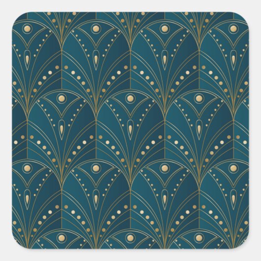 Sticker Carré Art Deco pattern with gold geometric shapes (Devant)