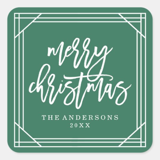 Sticker Carré Art Déco Vert Moderne | Vacances (Devant)