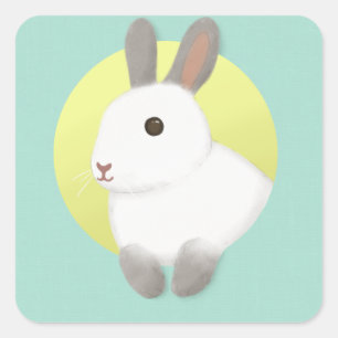 Sticker Carré Art d'illustration de lapin mignon