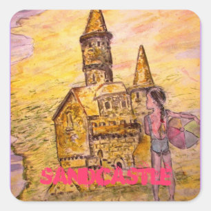 Sticker Carré art du château de sable