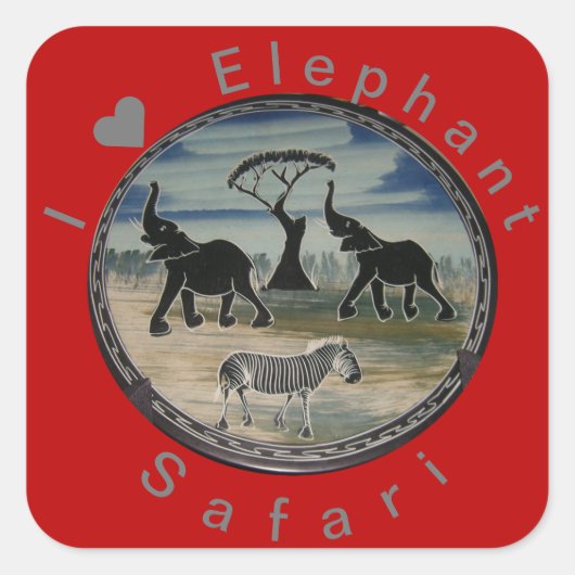 Sticker Carré Art Eléphant Africain (Devant)