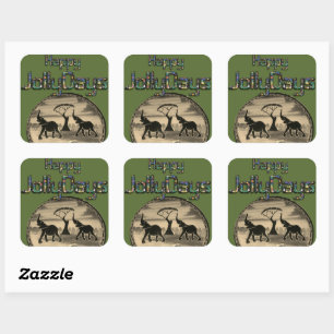 Sticker Carré Art Eléphant Africain