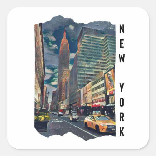 Sticker Carré Art esthétique de New York (Devant)