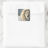 Sticker Carré Art Ethérée Lion Majestic Blanc (Sac)
