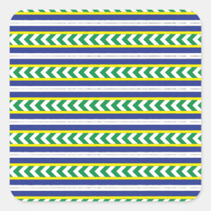 Sticker Carré Art folklorique letton vert et bleu letton