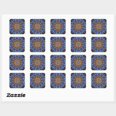 Sticker Carré Art Fractal Floral Dotée Rétro Mandala (Feuille)