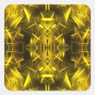 Sticker Carré Art fractal plasma électrique doré