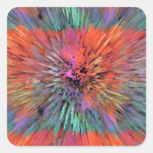 Sticker Carré Art fractal Supernova Arc-en-ciel