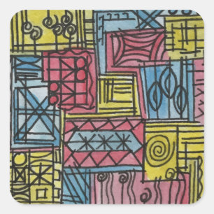 Sticker Carré Art géométrique moderne fantaisiste à l'aquarelle