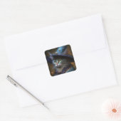 Sticker Carré Art Imaginaire Chat Witch (Enveloppe)