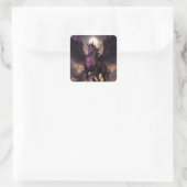 Sticker Carré Art Imaginaire noir violet Unicorne (Sac)