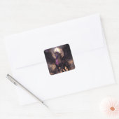 Sticker Carré Art Imaginaire noir violet Unicorne (Enveloppe)