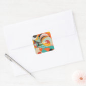 Sticker Carré Art moderne du milieu du siècle, nom ou monogramme (Enveloppe)