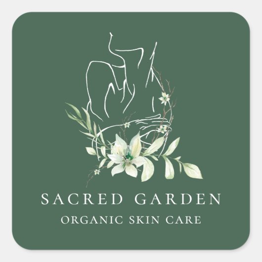 Sticker Carré Art Moderne Féminin Floral Sketch Logo (Devant)