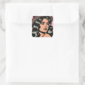 Sticker Carré Art moderne hispanique Boho Lady Pop (Sac)